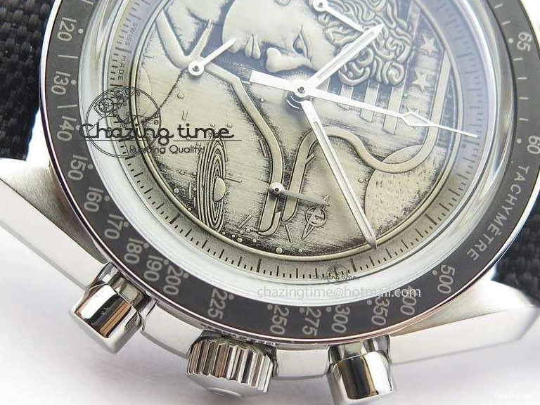 0701 Speedmaster JHF SS ‘Work on the Moon’ Gray Dial On Black Nylon Strap WaterResistant 8207